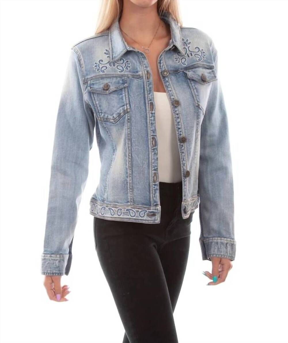 NEW SCULLY denim beading jacket - plus in blue